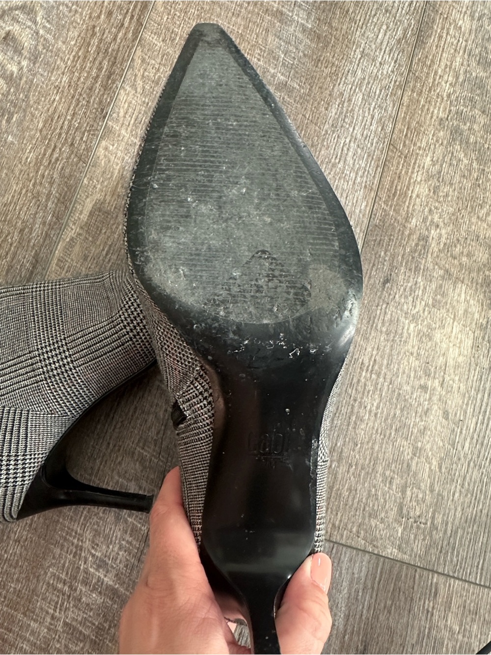 CAbi Glen Plaid Pointed-Toe Ankle Booties in Black and Gray - Picture 6 of 7